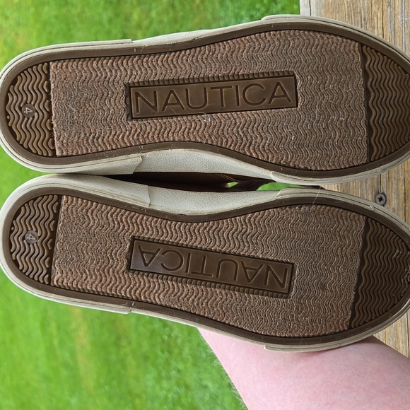 NAUTICA Mens Youth Sz 4 Brown Faux Leather Breakwater Ankle Chukka Lace Up UC - Picture 8 of 9